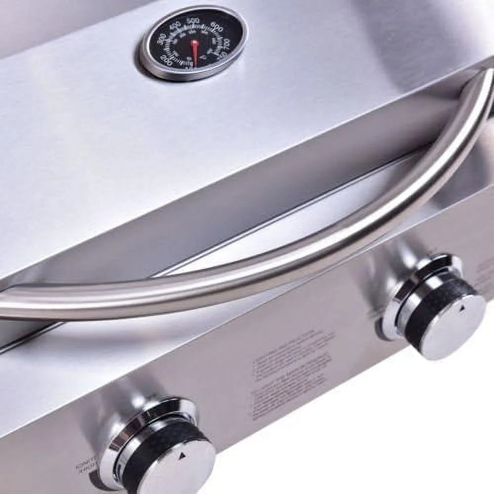 2 Burner Stainless Steel Portable BBQ Table Top Propane Gas Grill Outdoor Camp