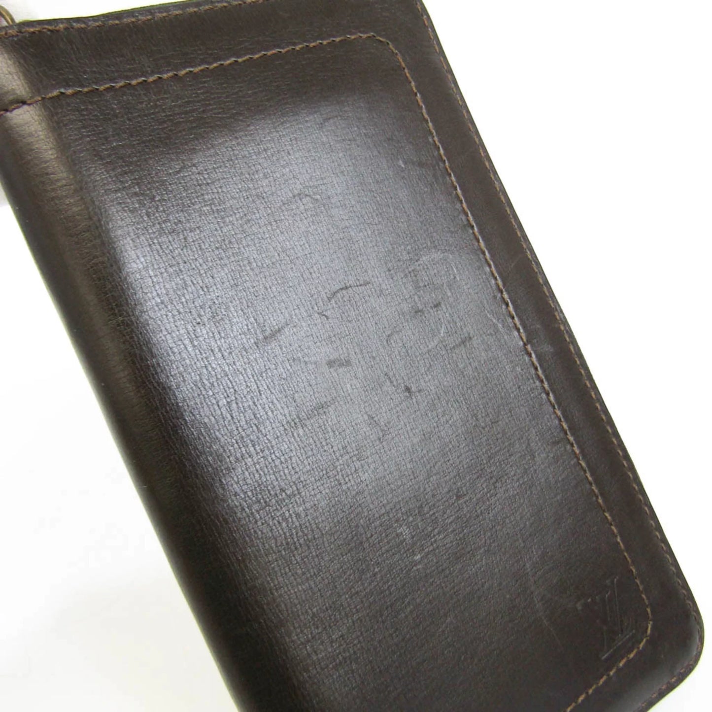 Pre-Owned Louis Vuitton Utah Zippy Organizer M97025 Men's Utah Leather Long Wallet (bi-fold) Coffee (Good)
