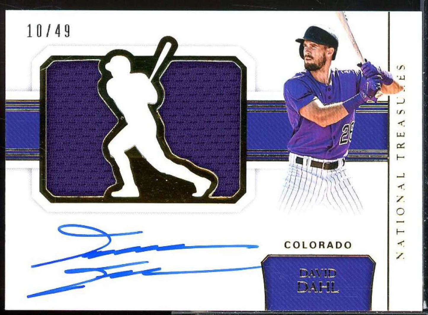 David Dahl 2018 Panini National Treasures Signature Jumbo Memorabilia Gold #26