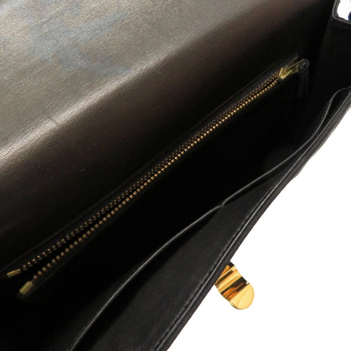 Pre-Owned Hermes Cooktail Satin Black Gold hardware Shoulder Bag 0034 HERMES (Good)