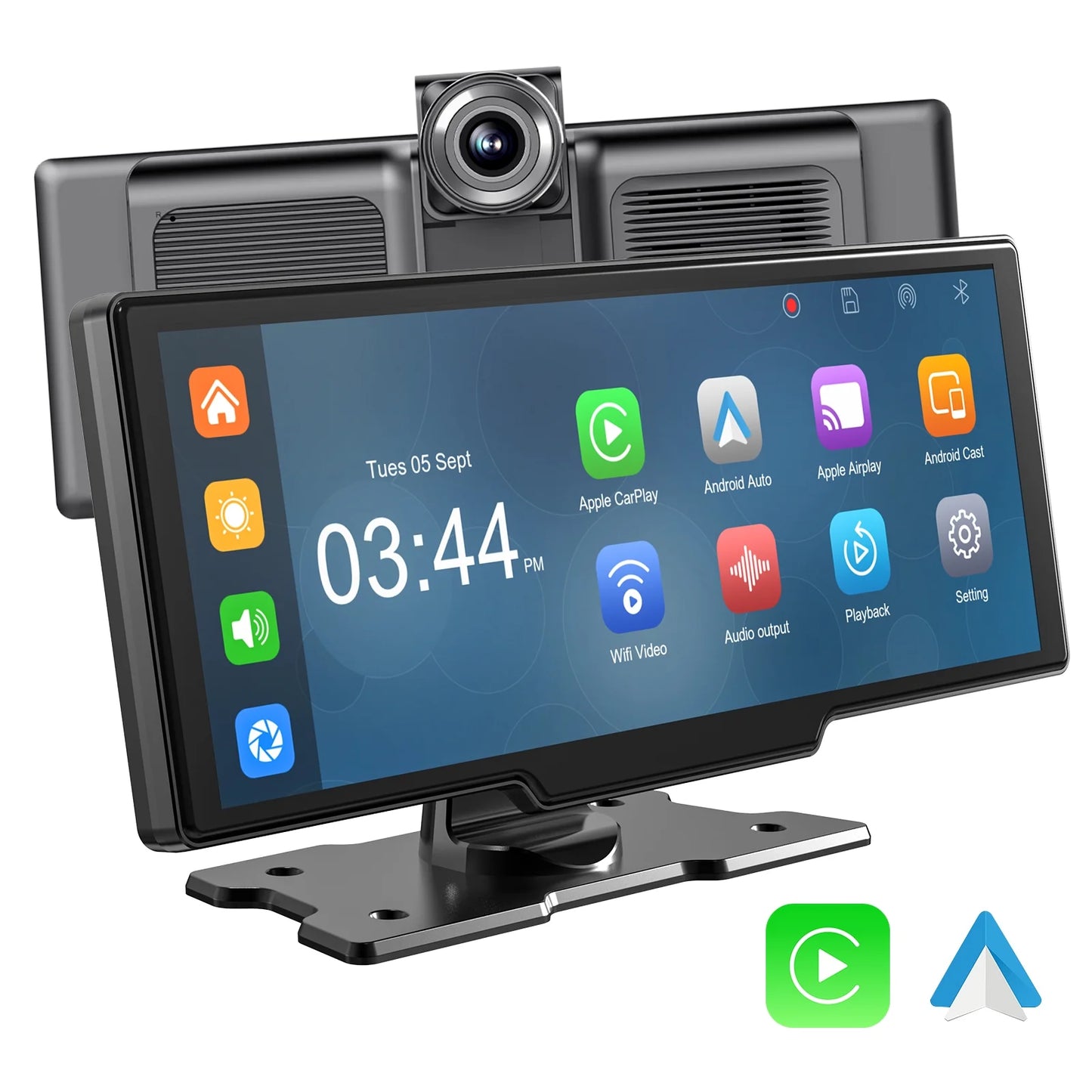 Herilary Wireless Apple Carplay Screen Car Stereo Android Auto Car Play Adapter 10.26" Touch Screen Wireless Carplay with 2.5K Dash Cam, Mirror Link/Siri/Wifi/Bluetooth/Double Din