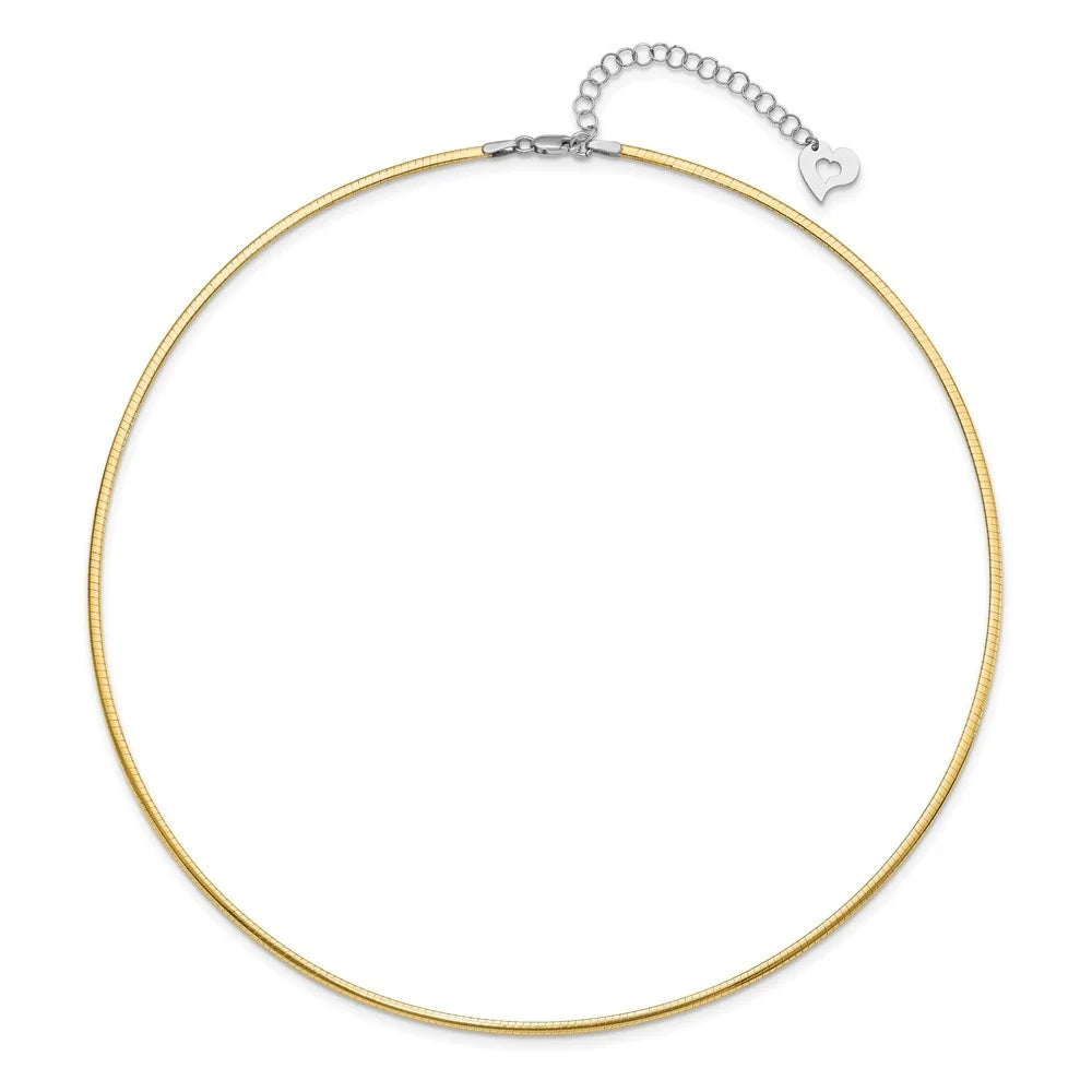 Auriga 14k Two-tone Gold Reversible 2mm Omega Necklace 18inch Women