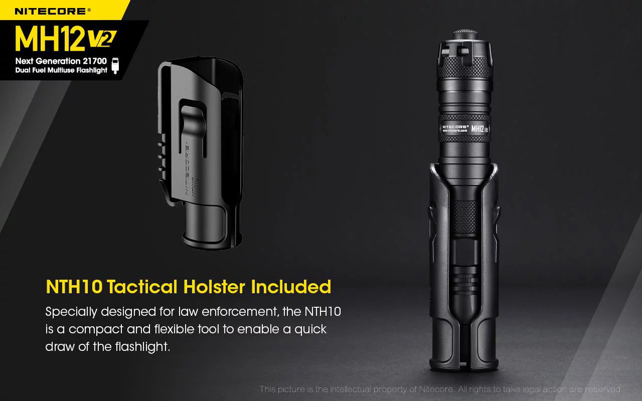 Nitecore MH12 V2 CREE XP-L2 V6 LED Flashlight -1200 Lumens -21700 Battery (Included) w/ One FREE Nitecore TIPKeychain light (Random Color)