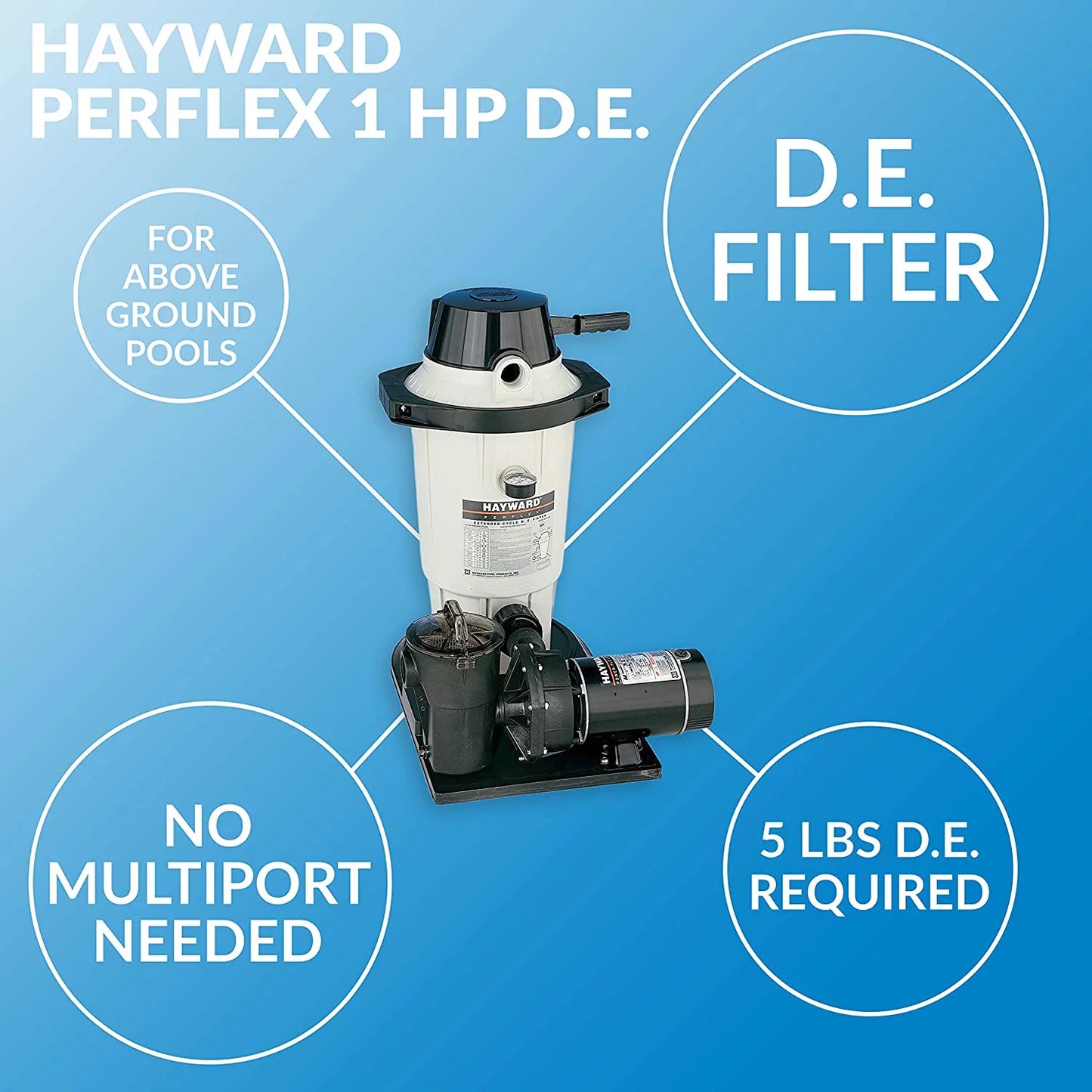 Hayward W3EC50C93S Perflex Extended-Cycle 25 Sq. ft. Above Ground D.E. Filter System with Power-Flo Matrix 1-1-2HP Pump
