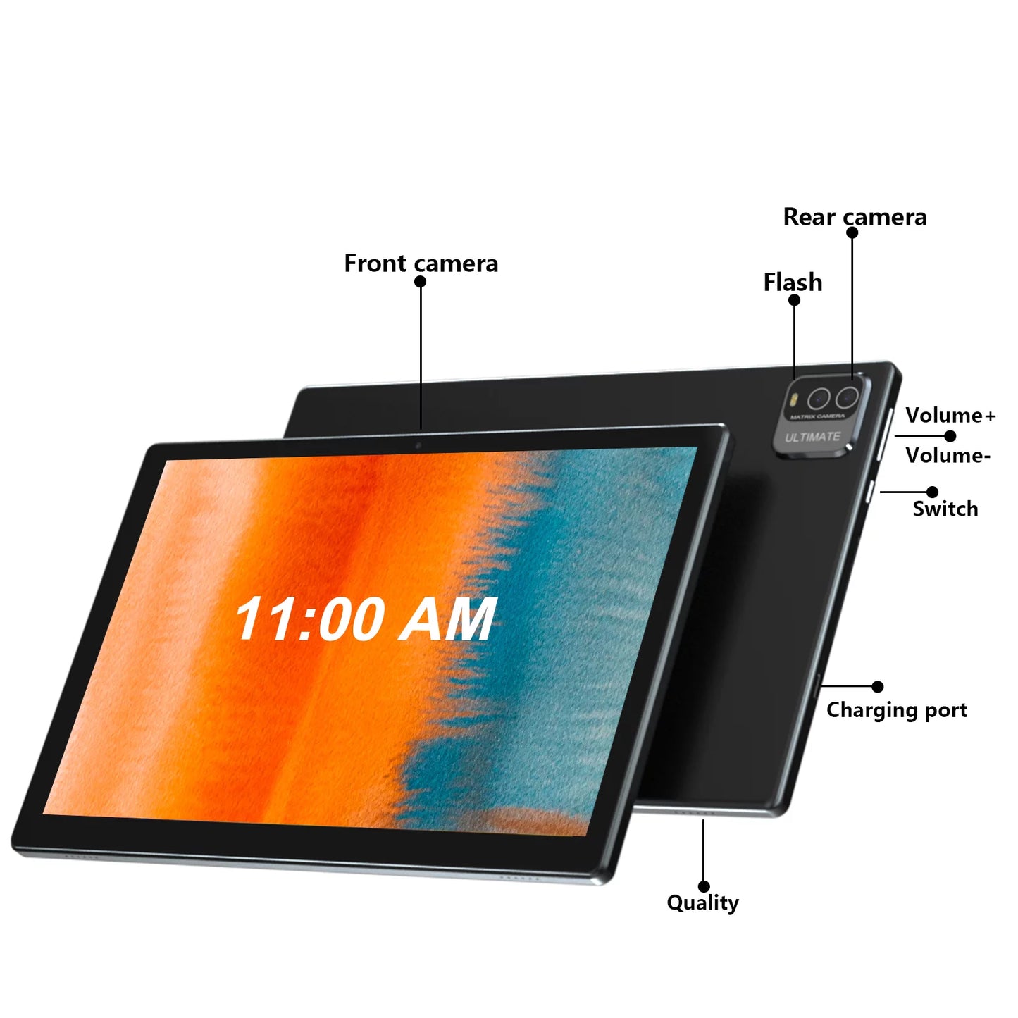 Coopers 2 in 1 Tablet, 10 inch Android 11 Tablet with Keyboard 4GB+64GB+512GB Expandable Dual Camera, WiFi, Bluetooth, Long Battery Life, Google Certified Tablet PC