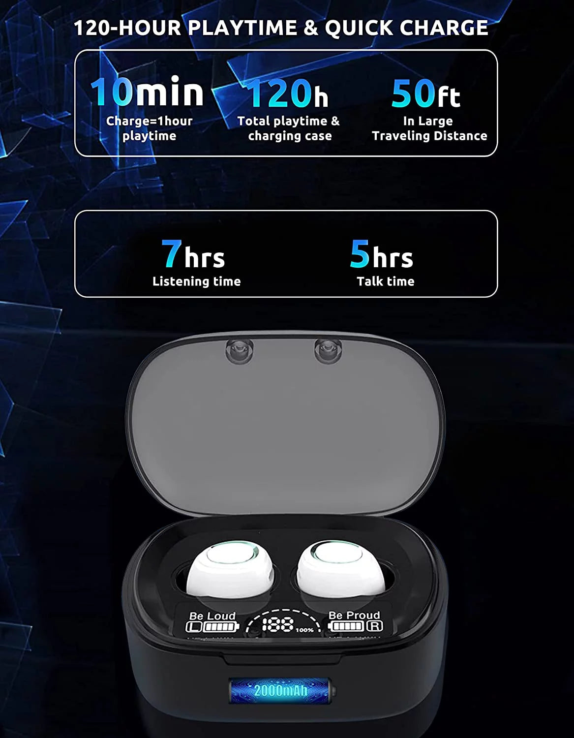 Wireless V5.1 PRO Earbuds with Samsung Galaxy S21+ 5G/Plus/Ultra IPX3 BlueTooth Touch Waterproof / Sweatproof / Noise Reduction with Mic (White)