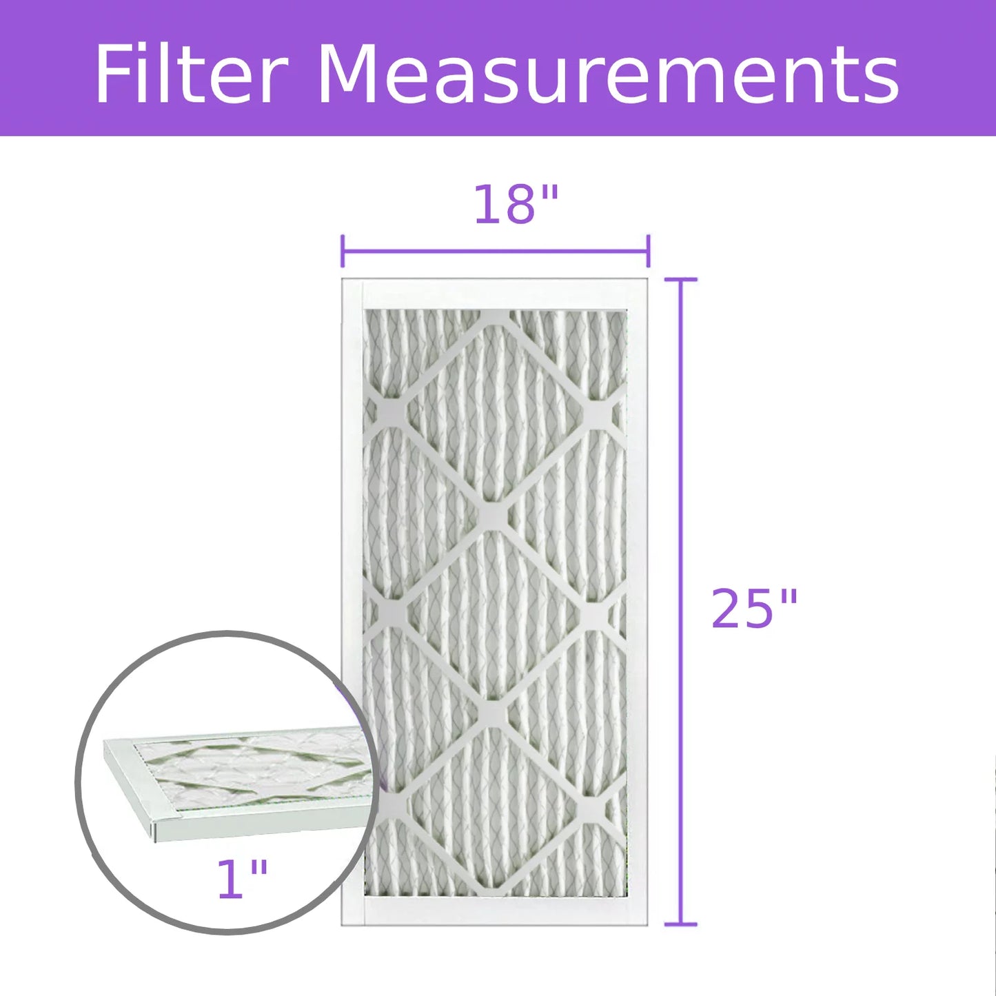 18x25x1, Purolator DMK80 Extended Surface Pleated Air Filter, Mechanical MERV 8, (6 Pack)