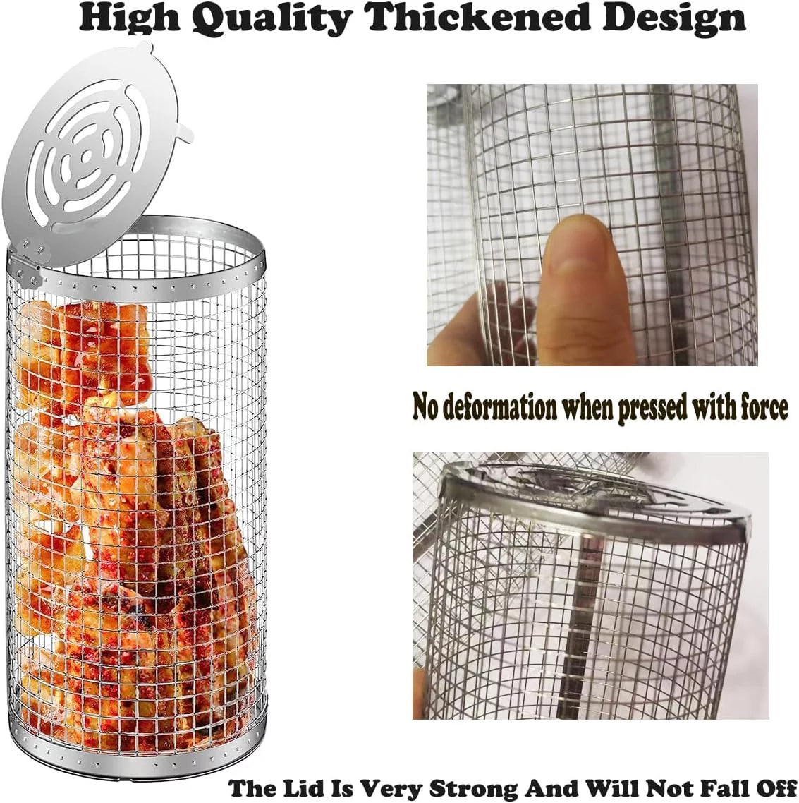 2PC Rolling Grilling Basket,Round Barbecue BBQ Grilling Basket ,Portable Outdoor Camping BBQ Rack Fish, Shrimp, Vegetables, Barbeque Griller Cooking Accessories