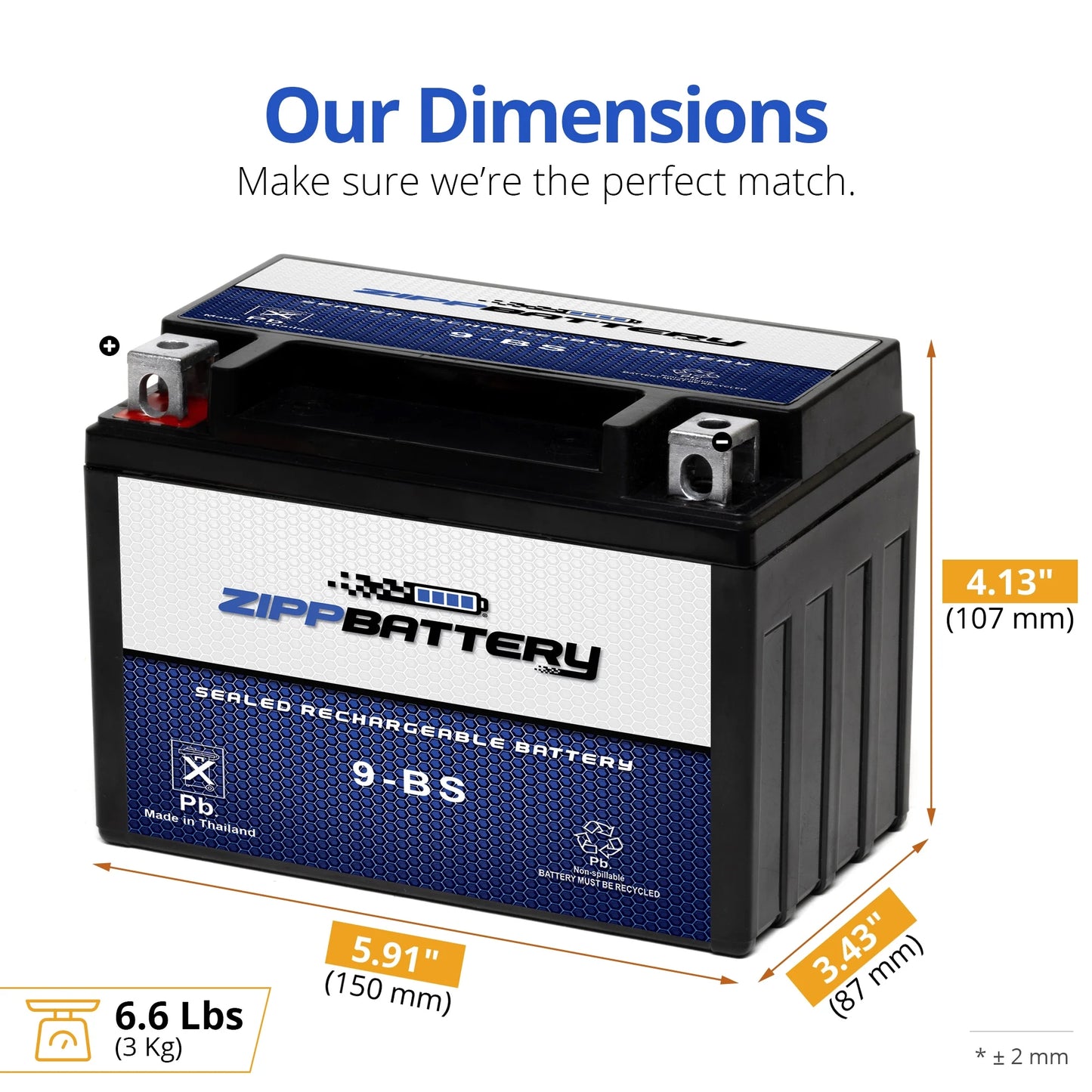 Zipp Battery YTX9-BS (9-BS 12 Volt,8 Ah, 120 CCA) Motorcycle Battery Suzuki 600cc Rf600r S 1996