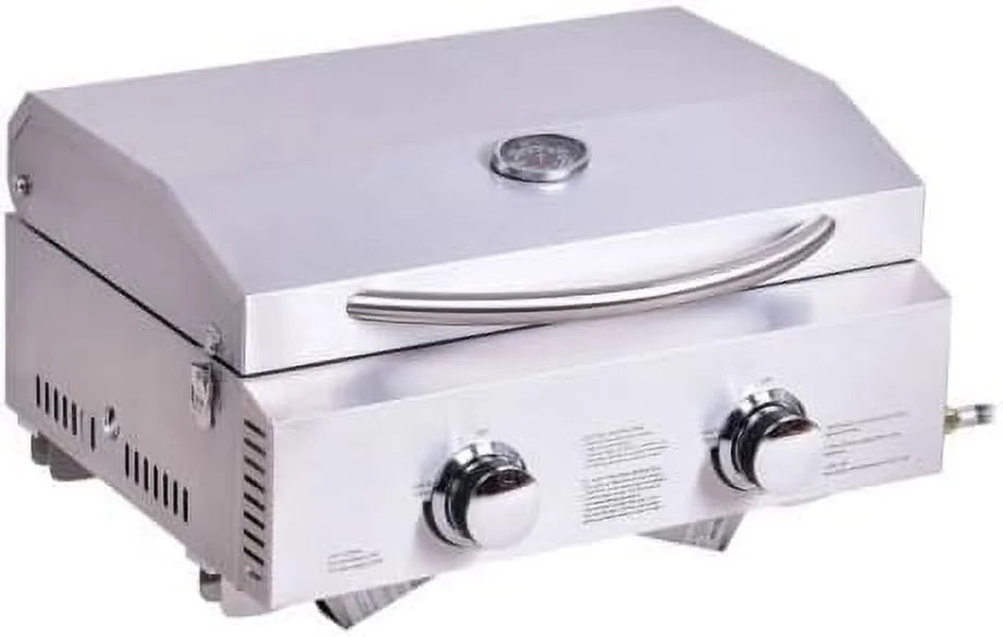 2 Burner Stainless Steel Portable BBQ Table Top Propane Gas Grill Outdoor Camp