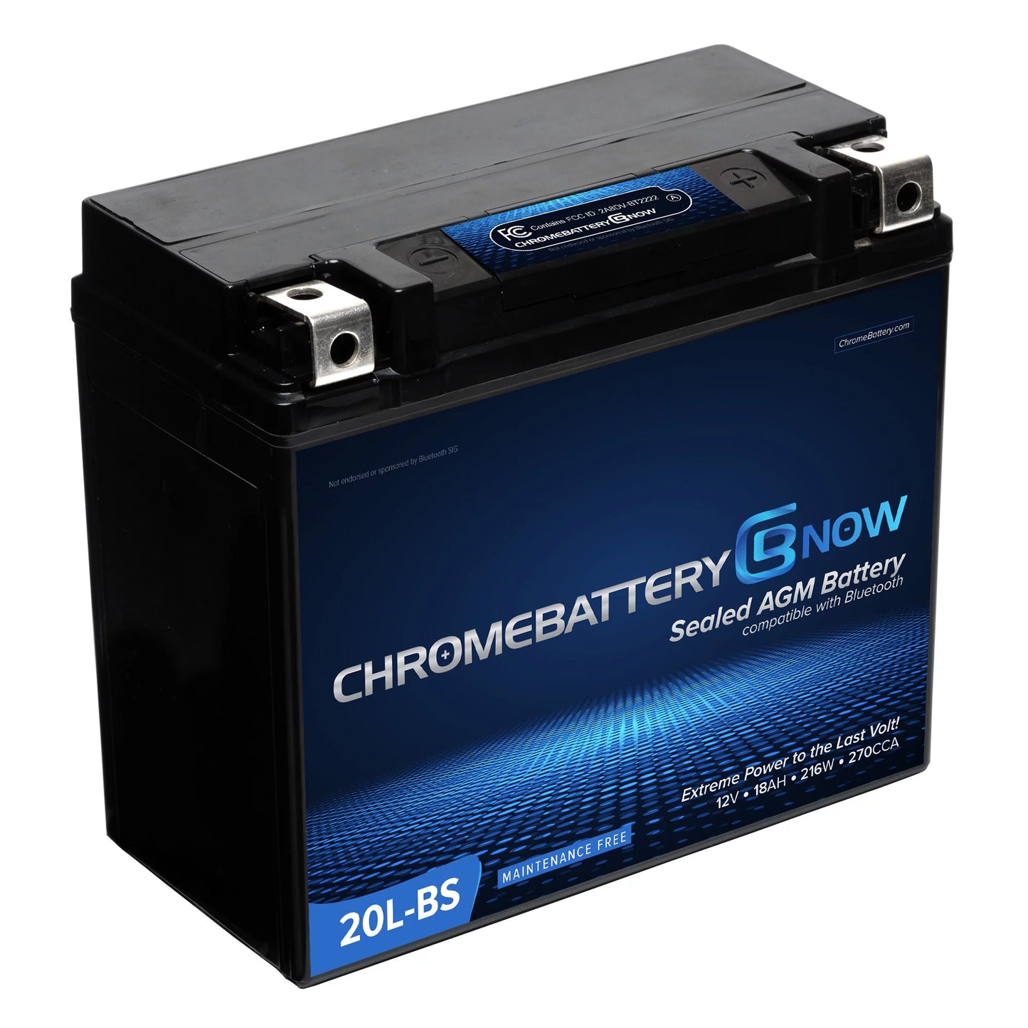 Chrome Battery Now Ytx20l-bs (20l-bs 12 Volt,18 Ah, 270 Cca) Intelligent Wireless Smartphone Connectivity AGM Battery Personal Watercraft - Brp (sea-doo) 1500 All Models Years (1988 - 1993)