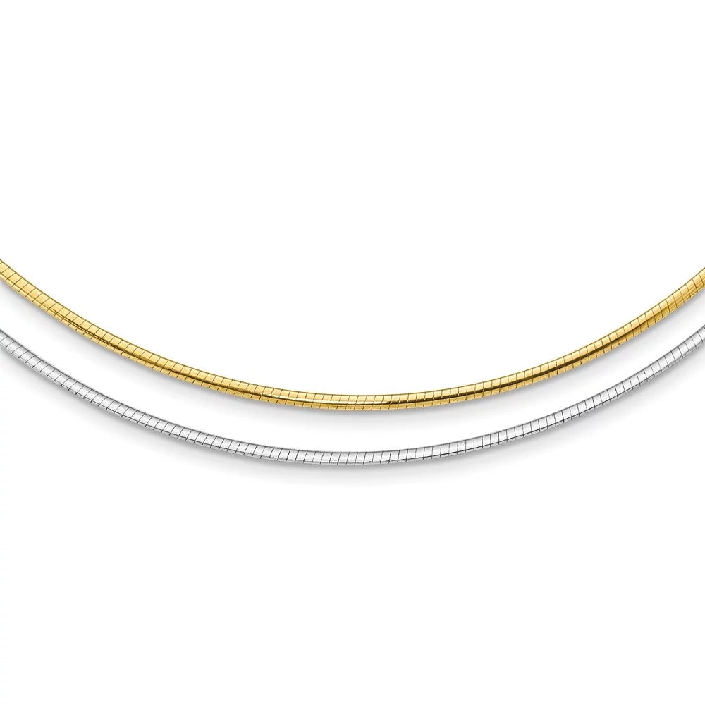 Auriga 14k Two-tone Gold Reversible 2mm Omega Necklace 18inch Women