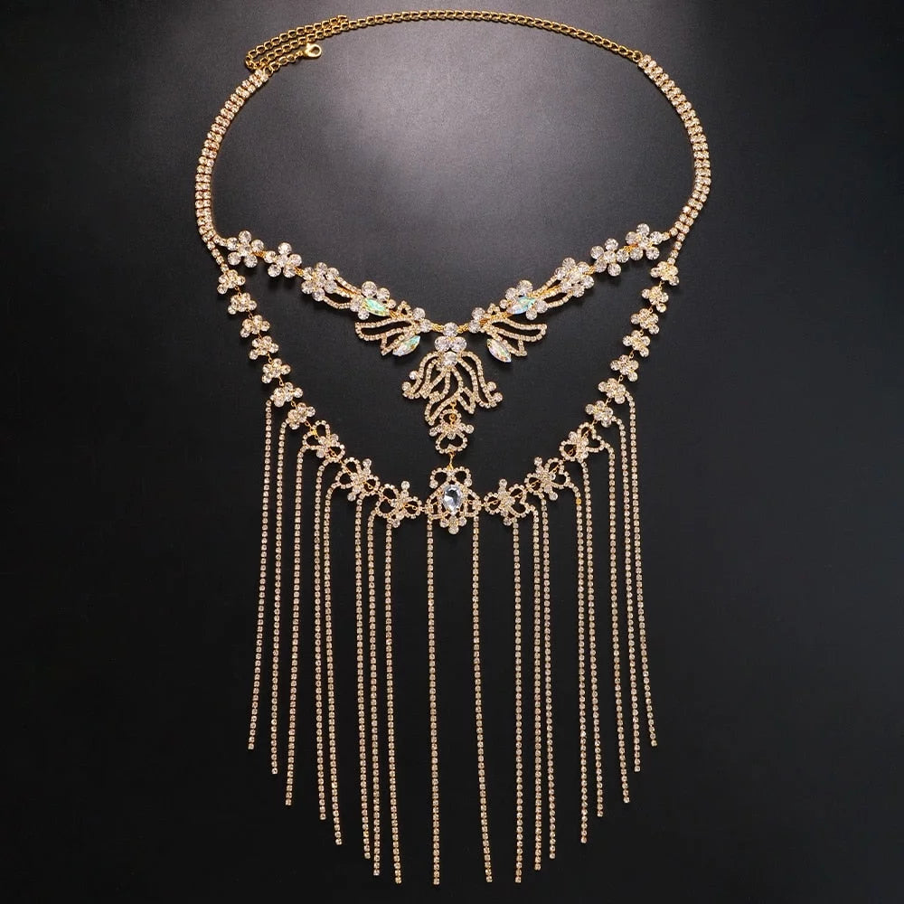 Crystal Face Chain Costumes Halloween Mask Women Headpiece Tassel Hair Jewelry Face Jewelry Rhinestone