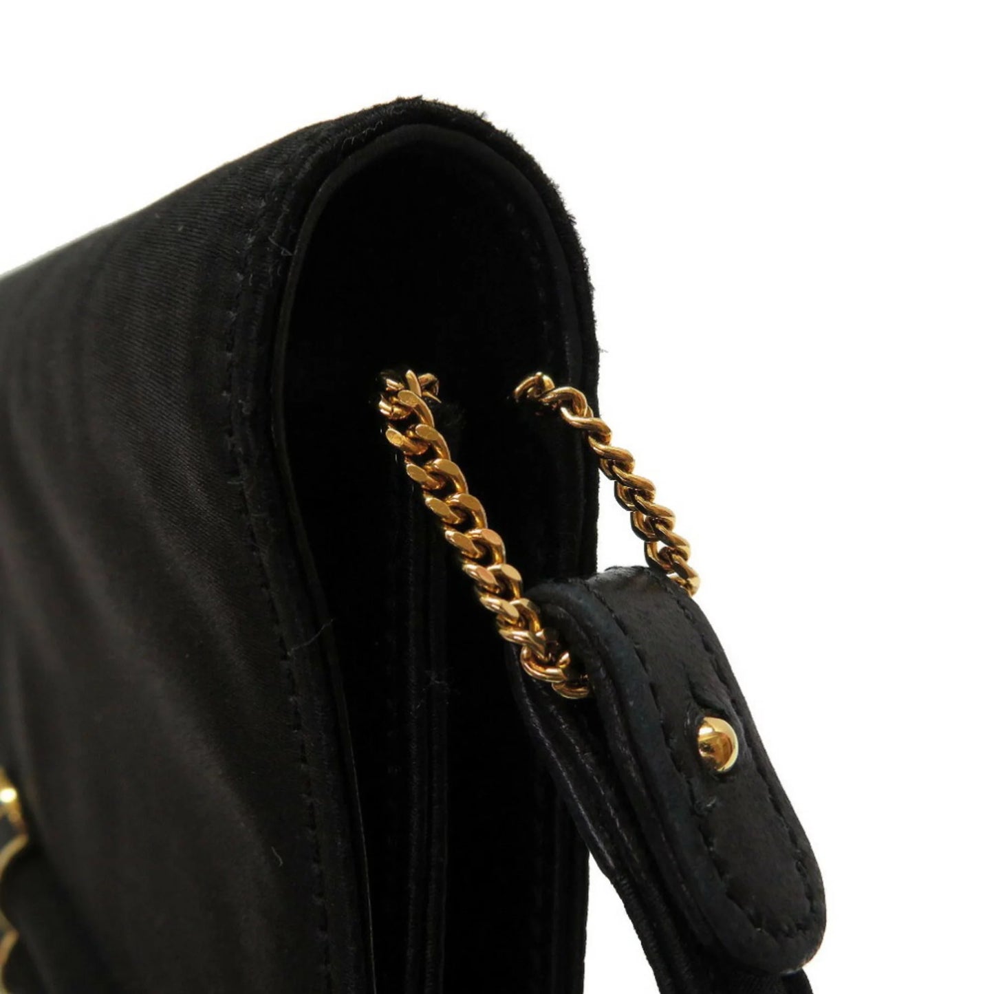 Pre-Owned Hermes Cooktail Satin Black Gold hardware Shoulder Bag 0034 HERMES (Good)