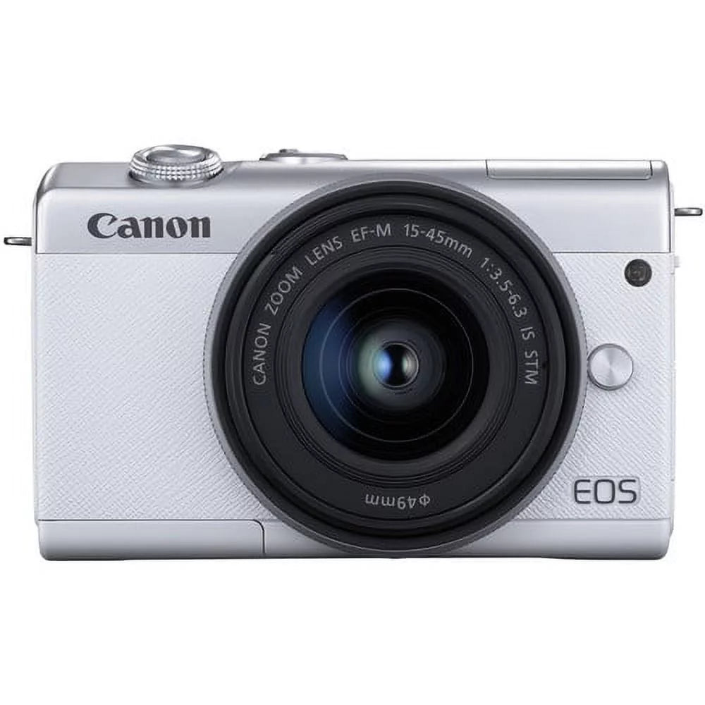 Canon EOS M200 Mirrorless Digital Camera with 15-45mm Lens (White) Kit with Spare Battery + 128GB Memory Card + More