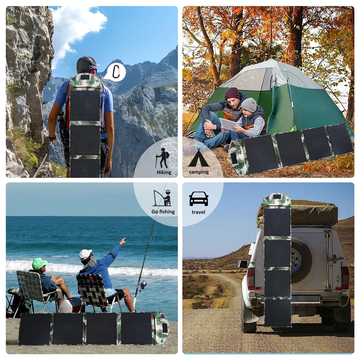 ZKEEZM Solar Panels 80W Portable Camping Solar Kit Foldable Power Station Generator Folding Solar Charger Matching