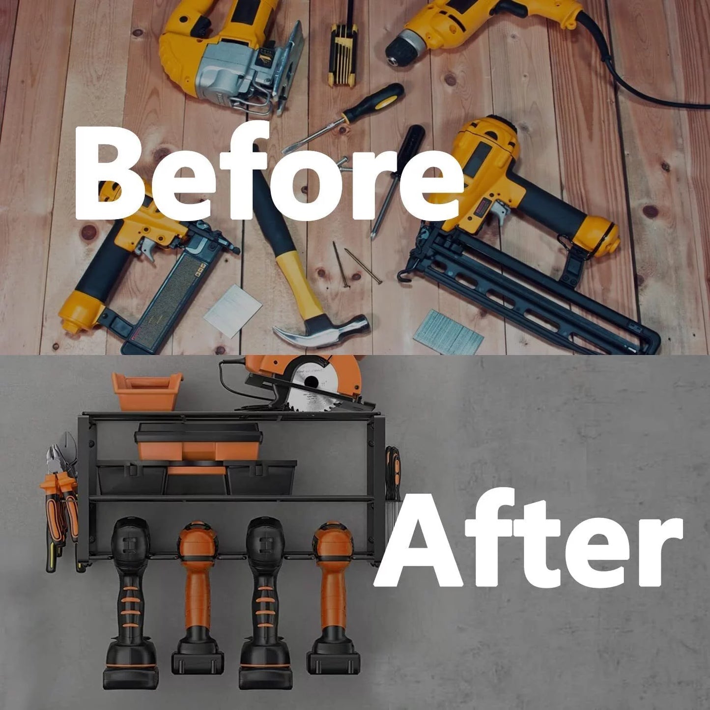 2PCS Power Tool Organizer Wall-Mounted Cordless Drill Holder, Heavy Duty Rack