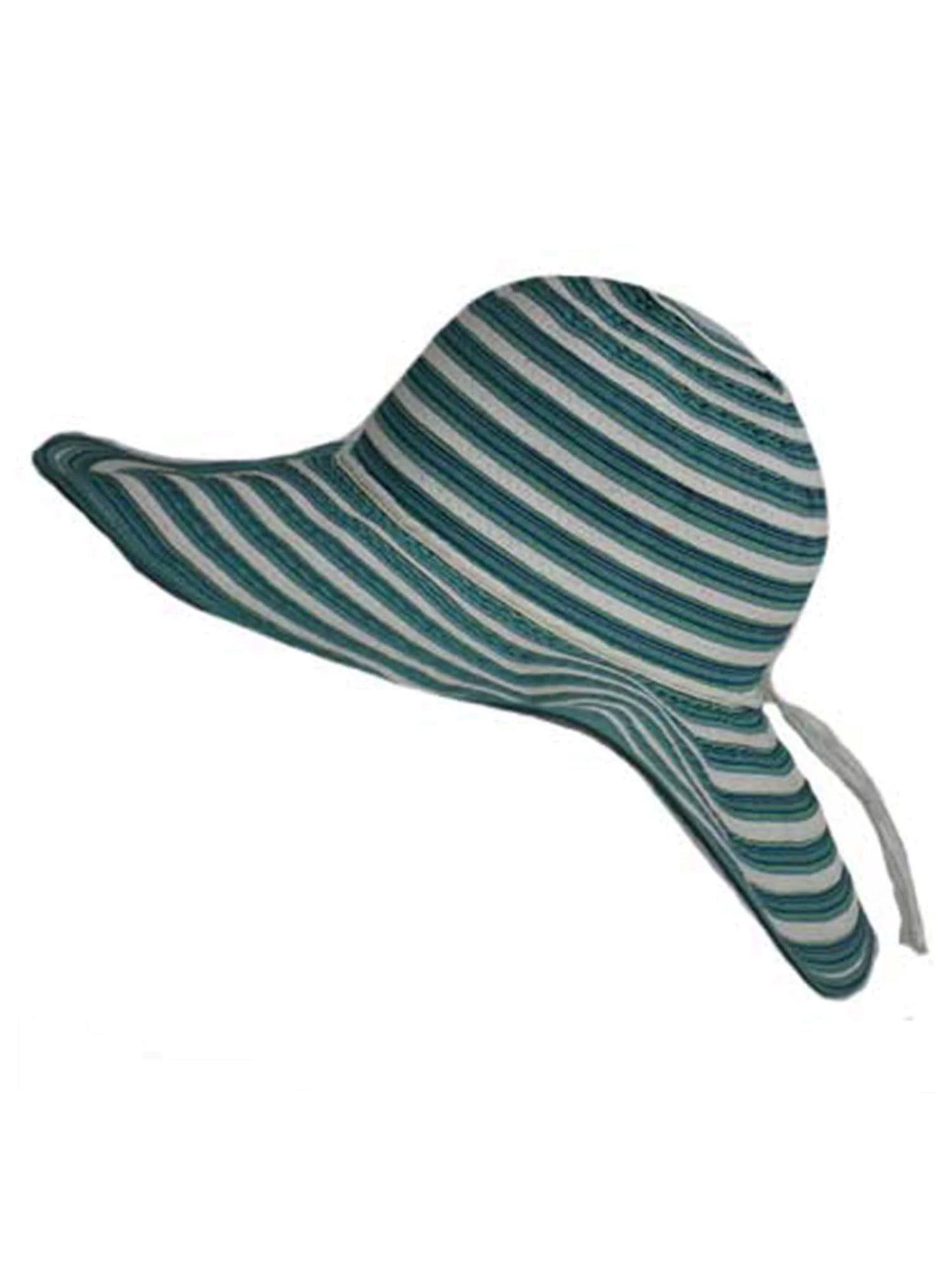 Lovely Turquoise & White Wide Brim Floppy Hat
