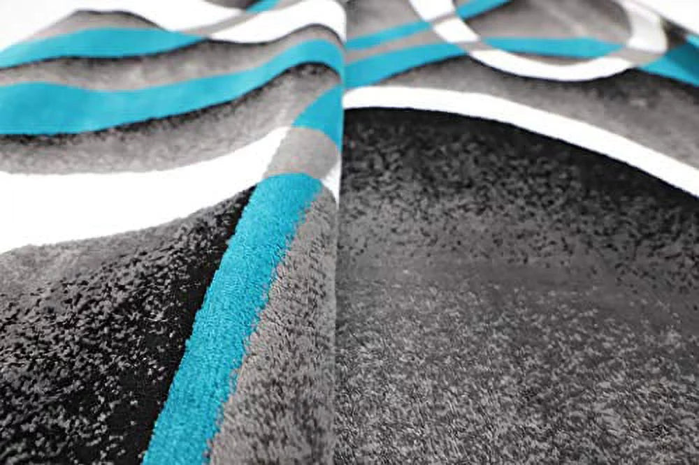 Glory Rugs Modern Area Rug 4x6 Grey Swirls Carpet Bedroom Living Room Contemporary Dining Accent Sevilla Collection 4816A (Turquoise)
