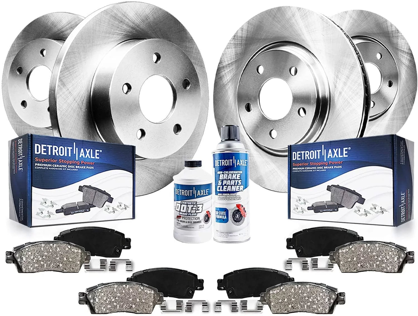 Detroit Axle - Brake Kit 2013-2019 Ford Fusion, 2013-2016 Lincoln MKZ Replacement 2013 2014 2015 2016 Brakes Rotor and Ceramic Brake Pads : 11.81" Front and 11.89" Rear Rotors