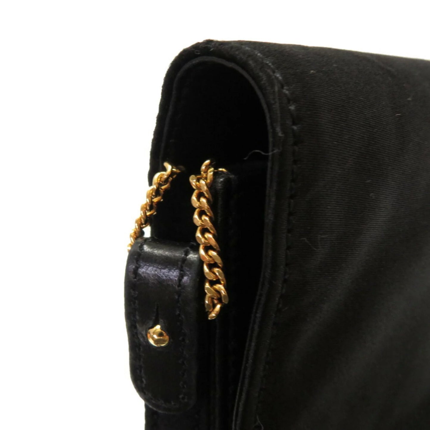 Pre-Owned Hermes Cooktail Satin Black Gold hardware Shoulder Bag 0034 HERMES (Good)