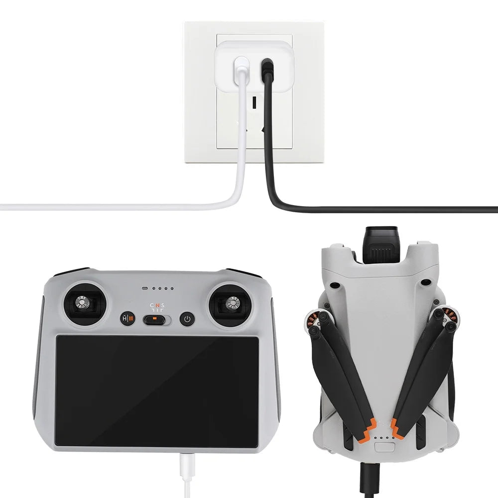 30W USB Charger with Type-C Cable Dual-Port Charging DJI Mini 2/Mini 3 Pro Charging Parts