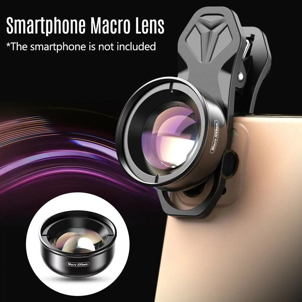 Aluminum Alloy 4K HD Detachable Clip Cellphone Macro Camera Lens 40MM-70MM Shooting Distance Multi-Layer Optical Coated External Lens Accessory