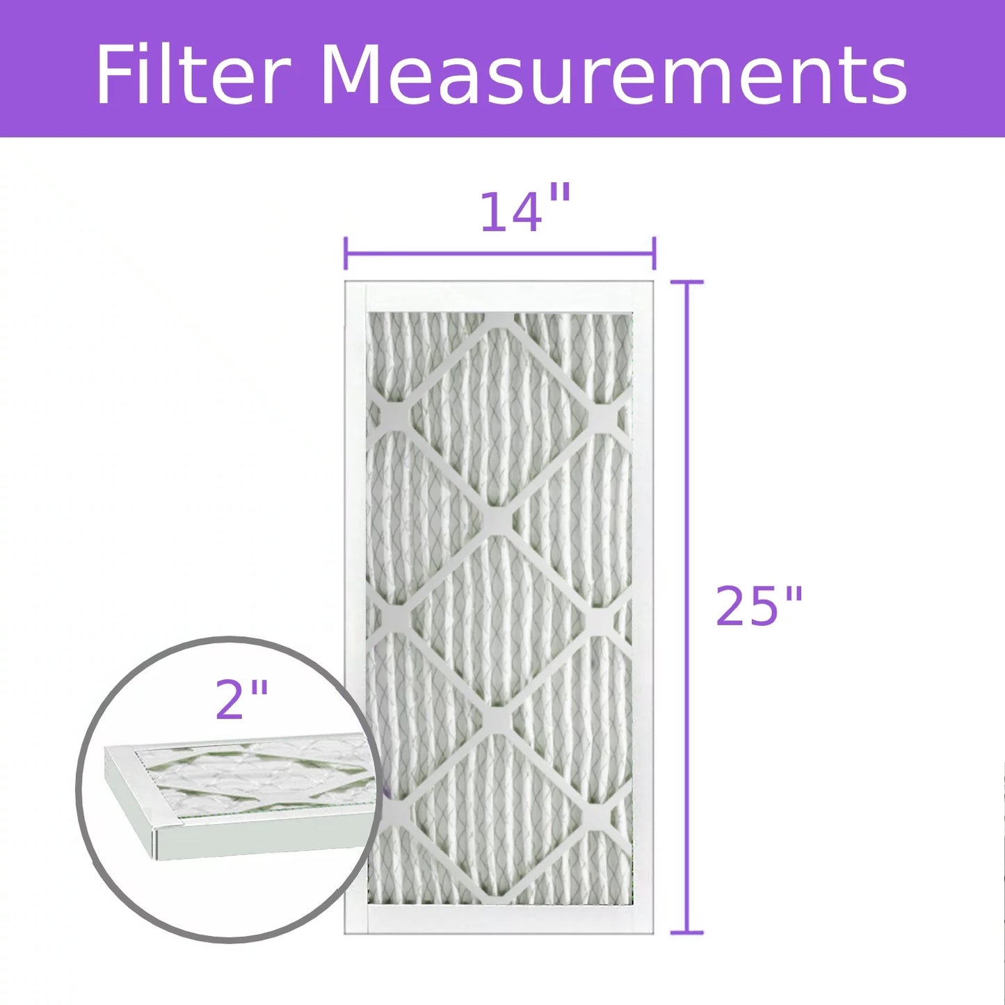 14x25x2, Purolator DMK80 Extended Surface Pleated Air Filter, Mechanical MERV 8, (6 Pack)
