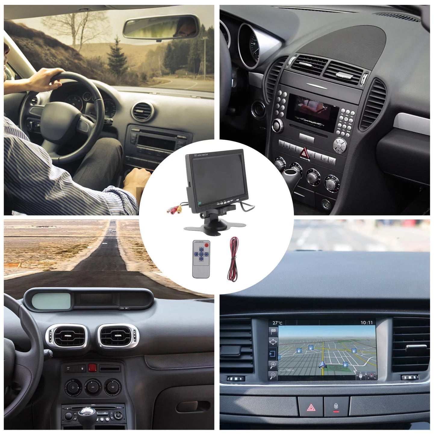 Mirror Monitor car 7" TFT LCD Backlight Color Mirror Monitor Car Reverse Rear View Backup Camera Car DVD Serveillance Camera (Black)