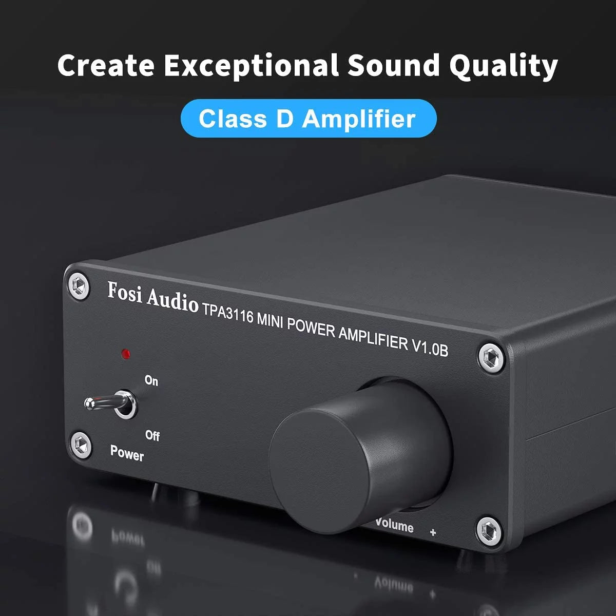 Fosi Audio V1.0B 2 Channel Amplifier Stereo Audio Amp Mini Hi-Fi Class D Integrated TPA3116 Amp Home Speakers 50W x 2 with 19V 4.74A Power Supply