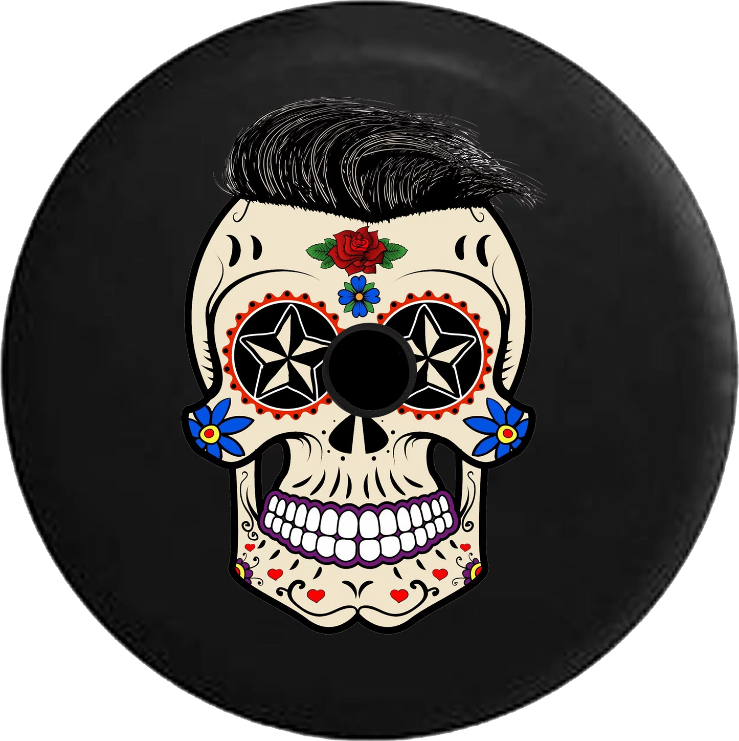 2018 2019 Wrangler JL Backup Camera Sugar Skull Tattoo with Hair Spare Tire Coating Jeep RV 33 Inch