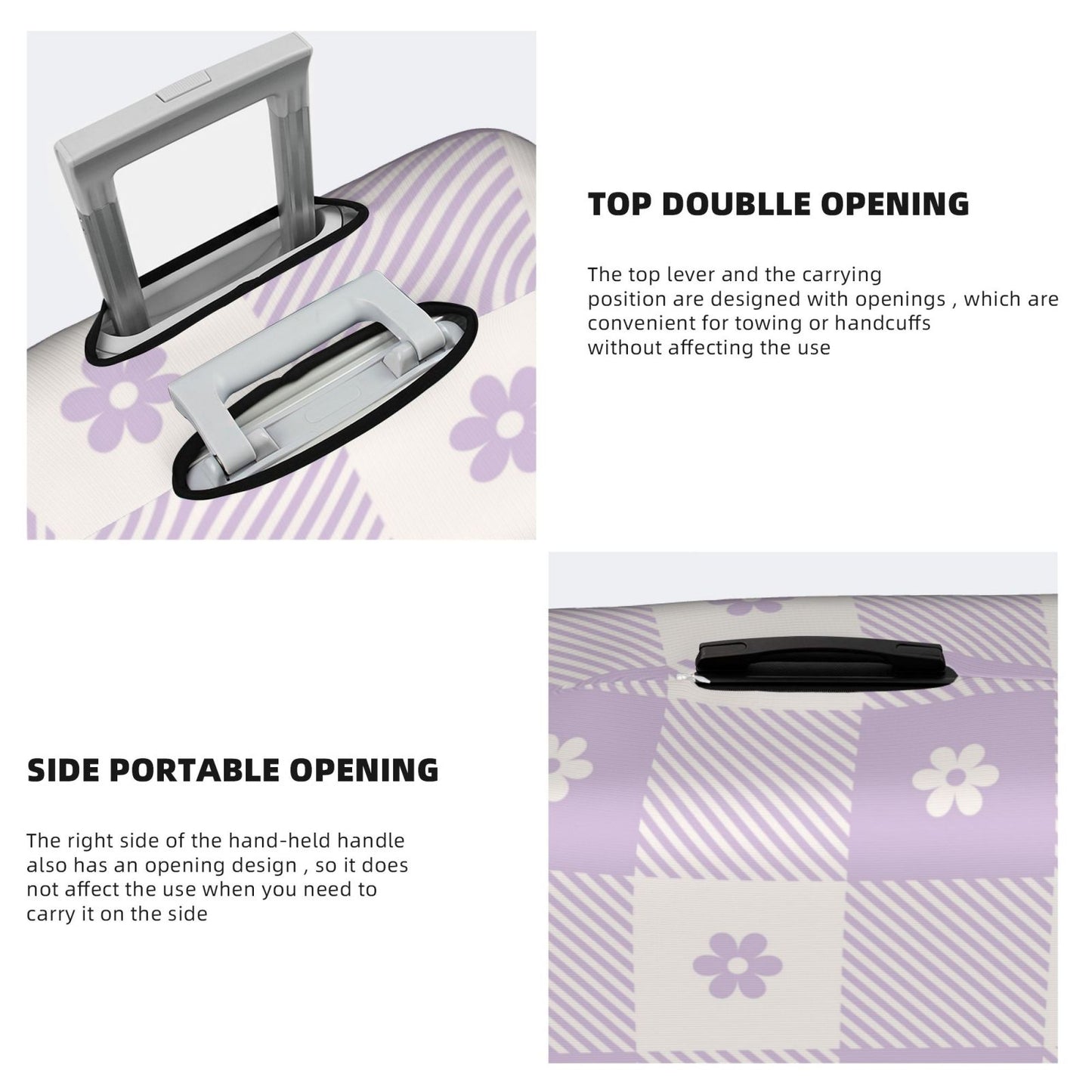 Kll Floral Purple Buffalo Plaid Luggage Wrap Suitcase Shield Suitcase Protector-