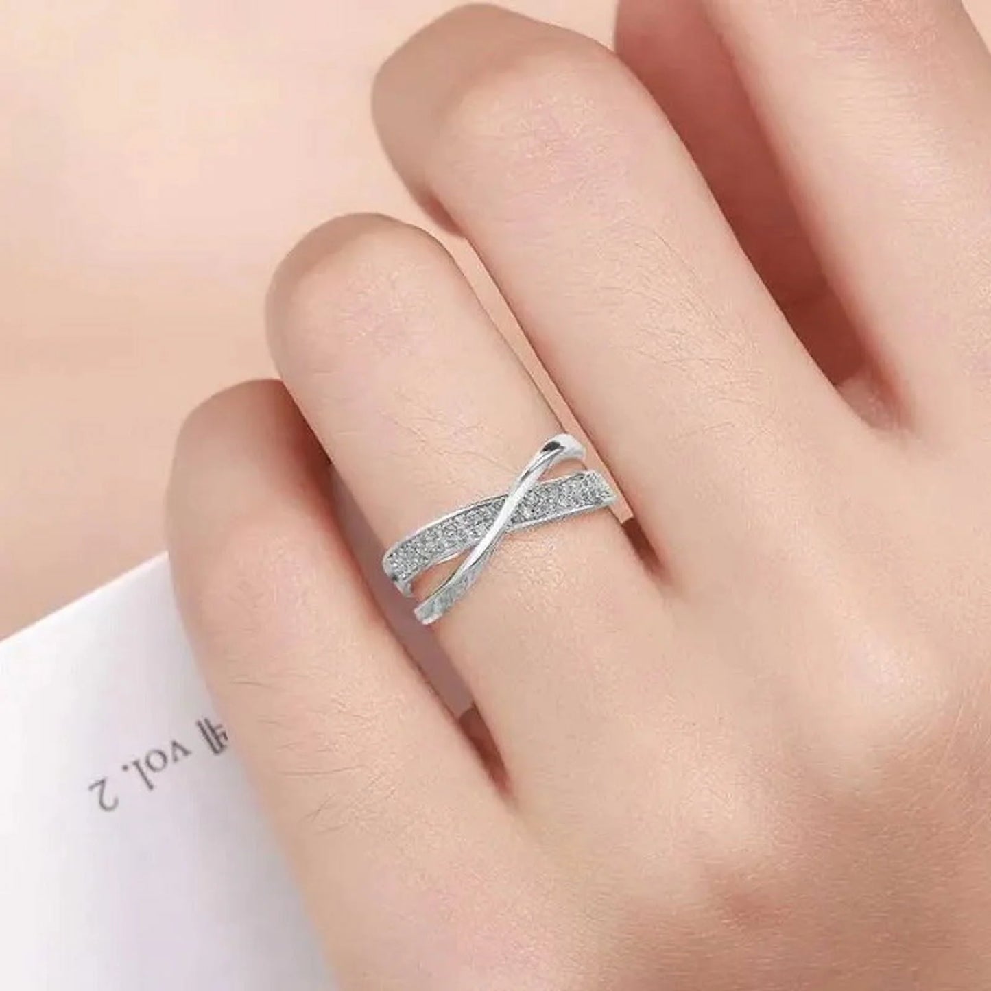 Delysia Kingladies Fashion White Sapphire Ring Cross Rose Gold Ring Ladies Valen