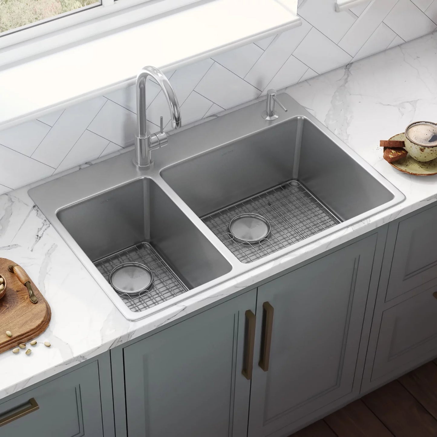 Ruvati RVM5176 33 x 22 inch Drop-in Topmount 16 Gauge Kitchen Sink