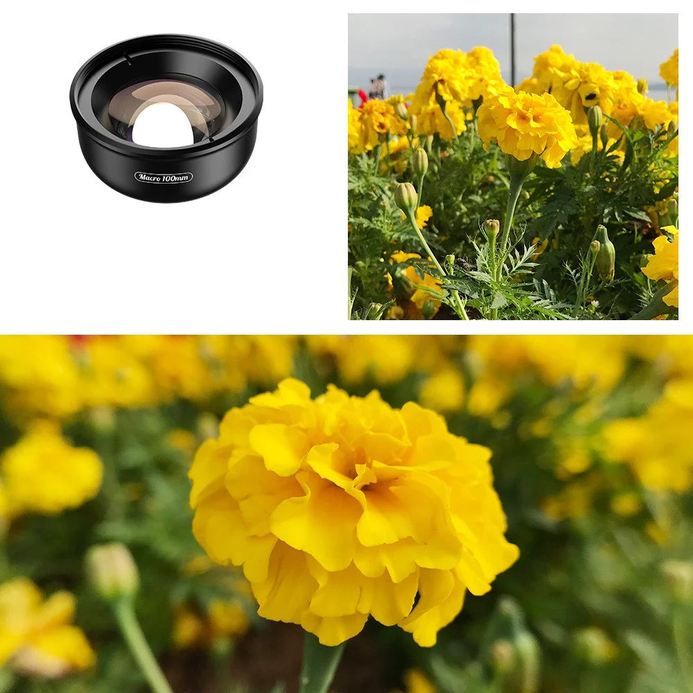 Aluminum Alloy 4K HD Detachable Clip Cellphone Macro Camera Lens 40MM-70MM Shooting Distance Multi-Layer Optical Coated External Lens Accessory
