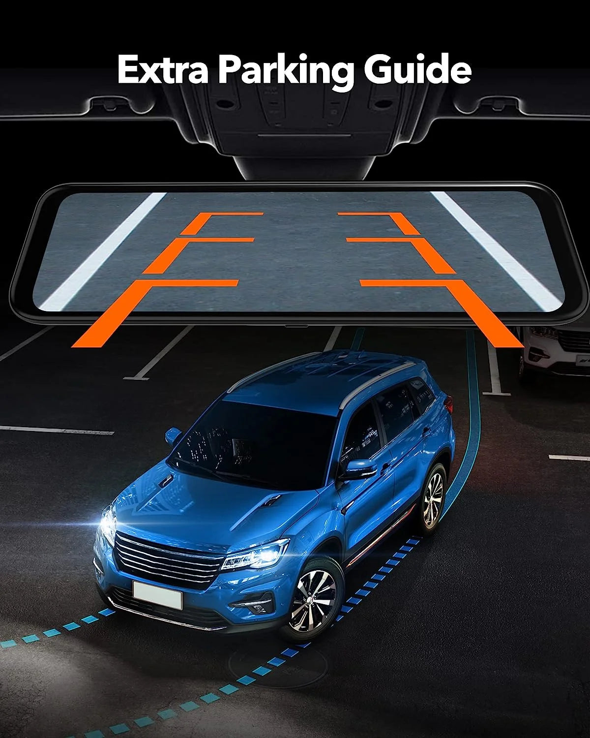 WOLFBOX 12'' Rear View Mirror Dash Cam, 4K Front and 1080P Rear Car Dash Cameras with Super Night Vision, Vehicle, Free 64GB Card & GPS, USB C Port