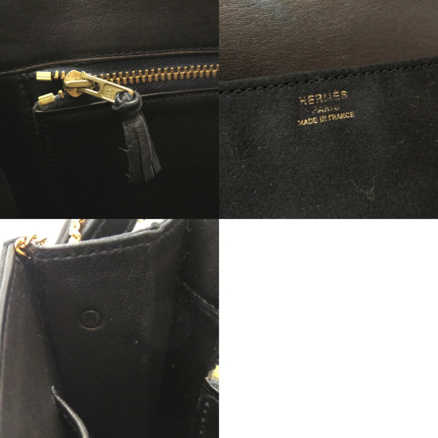 Pre-Owned Hermes Cooktail Satin Black Gold hardware Shoulder Bag 0034 HERMES (Good)
