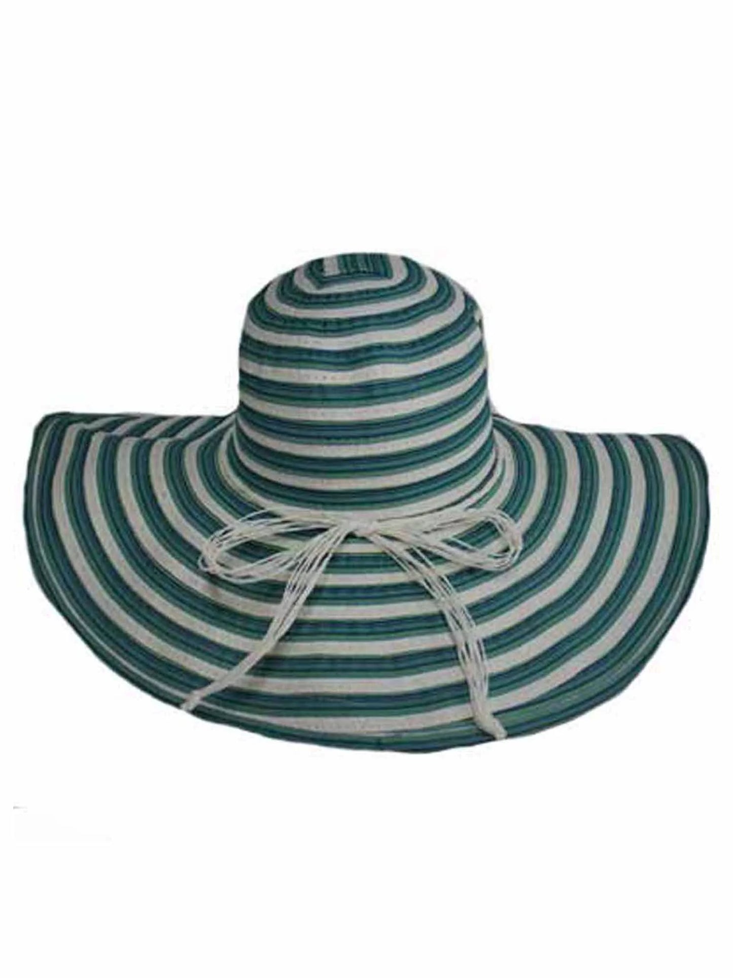 Lovely Turquoise & White Wide Brim Floppy Hat