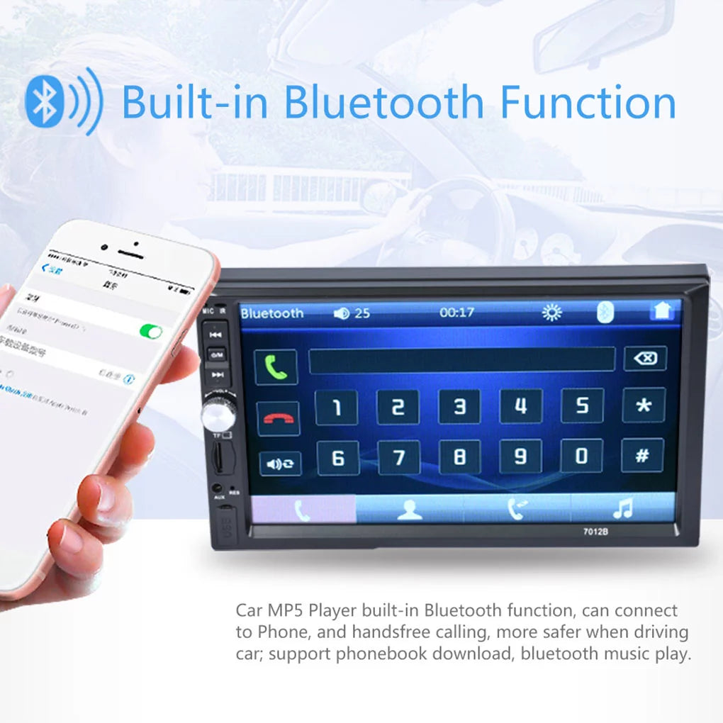 Vehicle Car Stereo Radio 7" Double Din Bluetooth HD Touch Screen Car MP5 with Reverse Camera And Mirror Link(Both Support IOS and Android System)