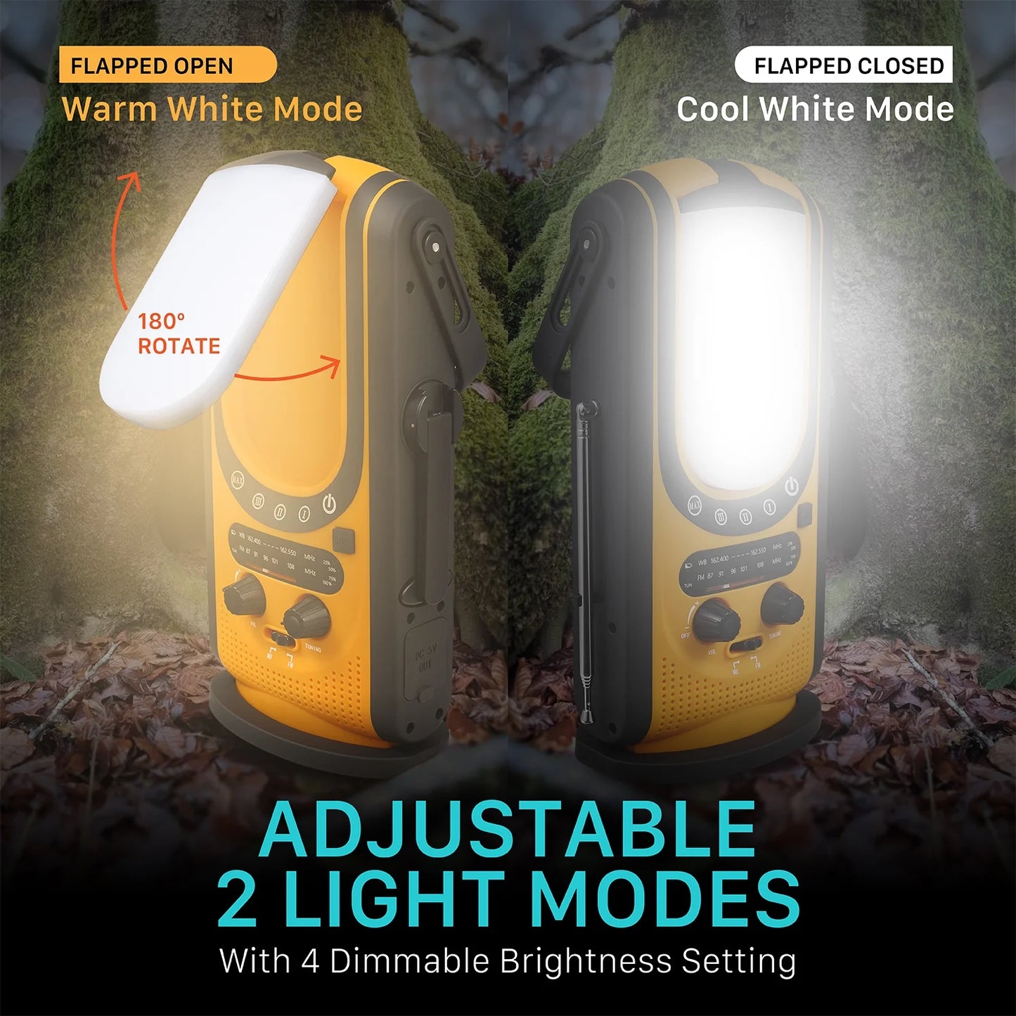 FosPower 6,000mAh Emergency Radio (Model A7) Power Bank Charger & Lantern with Reading Light, FM/NOAA Alert, Solar Charging, Hand Crank & SOS Alarm Camping & Outdoors