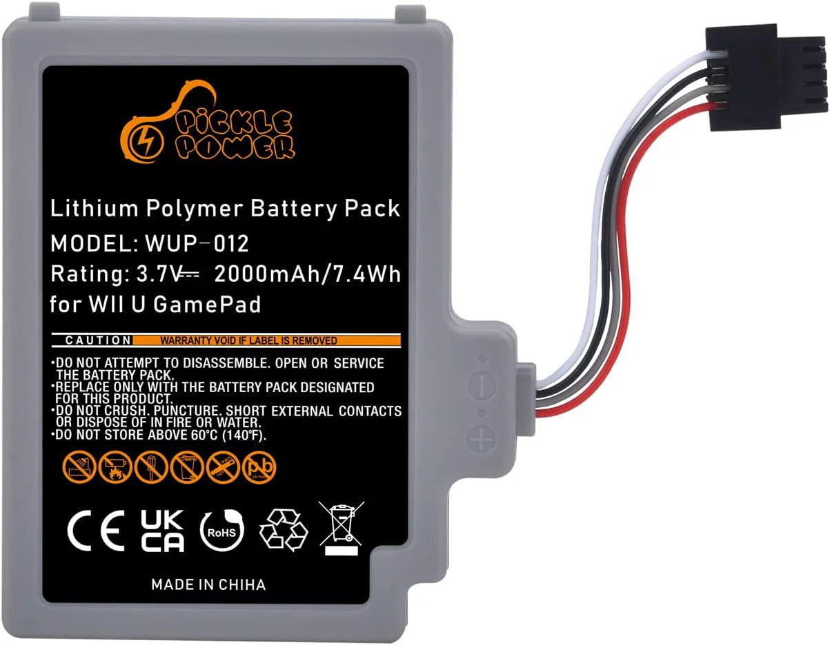 2000mAh Rechargeable y Pack Replacement Nintendo Wii U Gamepad WUP-012, WUP-010