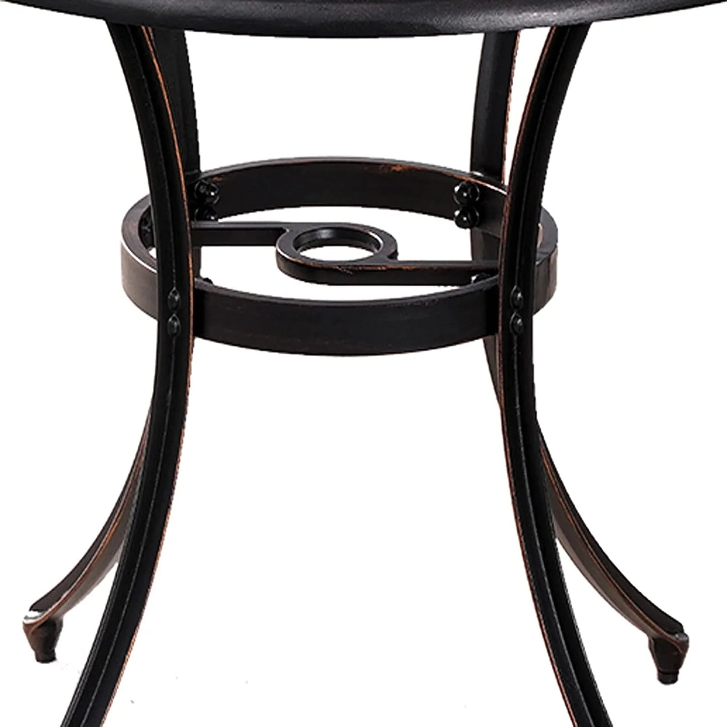 35.5 Inch Patio Bistro Dining Table, Cast Aluminum Patio Table with 1.97" Umbrella Hole,Round Outdoor Dining Table Garden, Patio, Porch