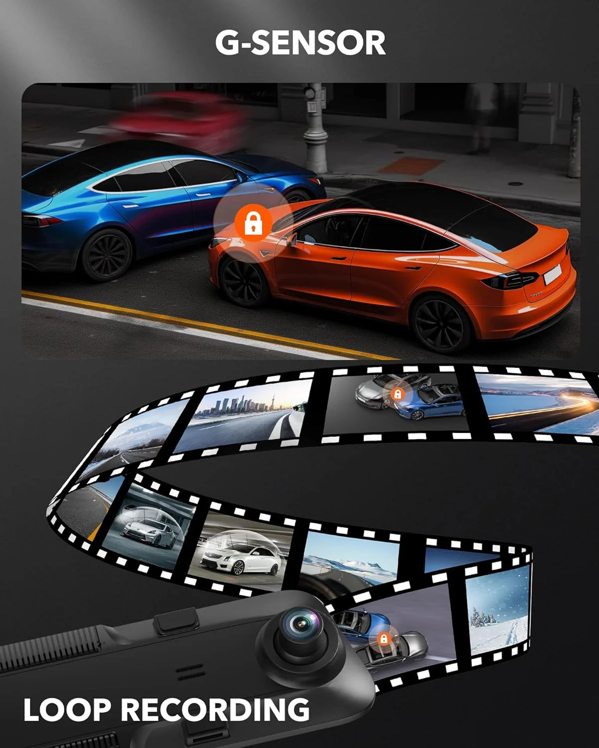 WOLFBOX 12'' Rear View Mirror Dash Cam, 4K Front and 1080P Rear Car Dash Cameras with Super Night Vision, Vehicle, Free 64GB Card & GPS, USB C Port