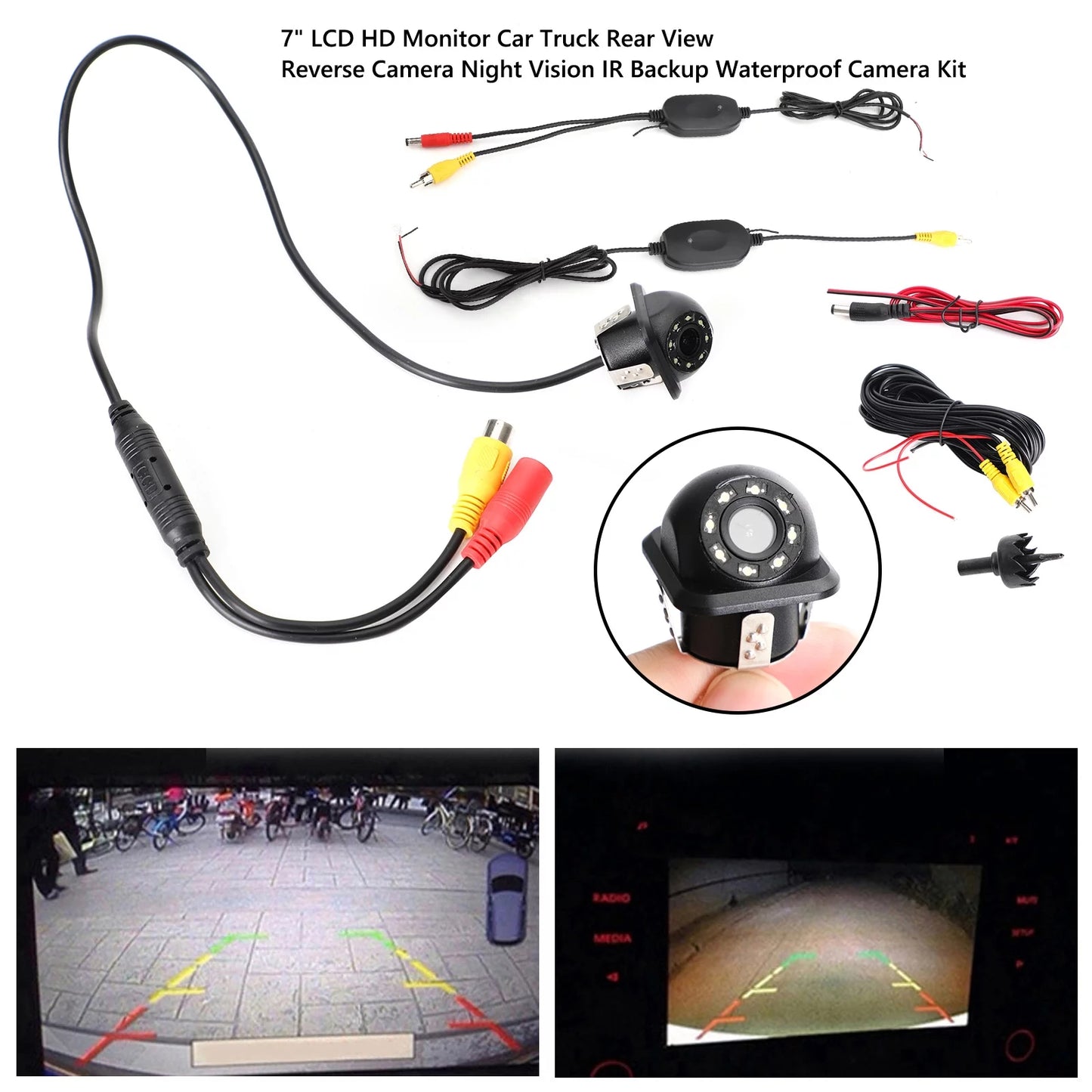 170° HD 8 LED CMOS Car Wireless Backup Rear View Reverse Camera Night View Kit