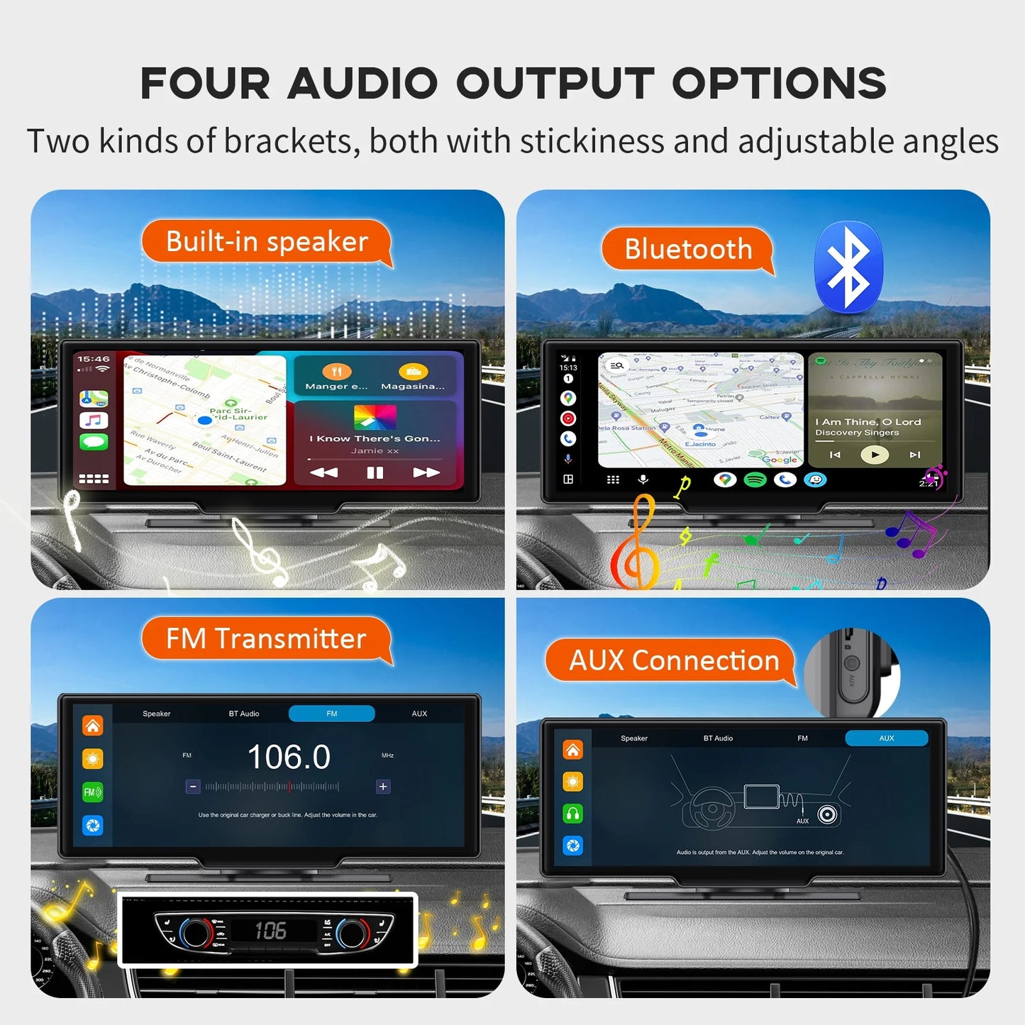 Herilary Wireless Apple Carplay Screen Car Stereo Android Auto Car Play Adapter 10.26" Touch Screen Wireless Carplay with 2.5K Dash Cam, Mirror Link/Siri/Wifi/Bluetooth/Double Din