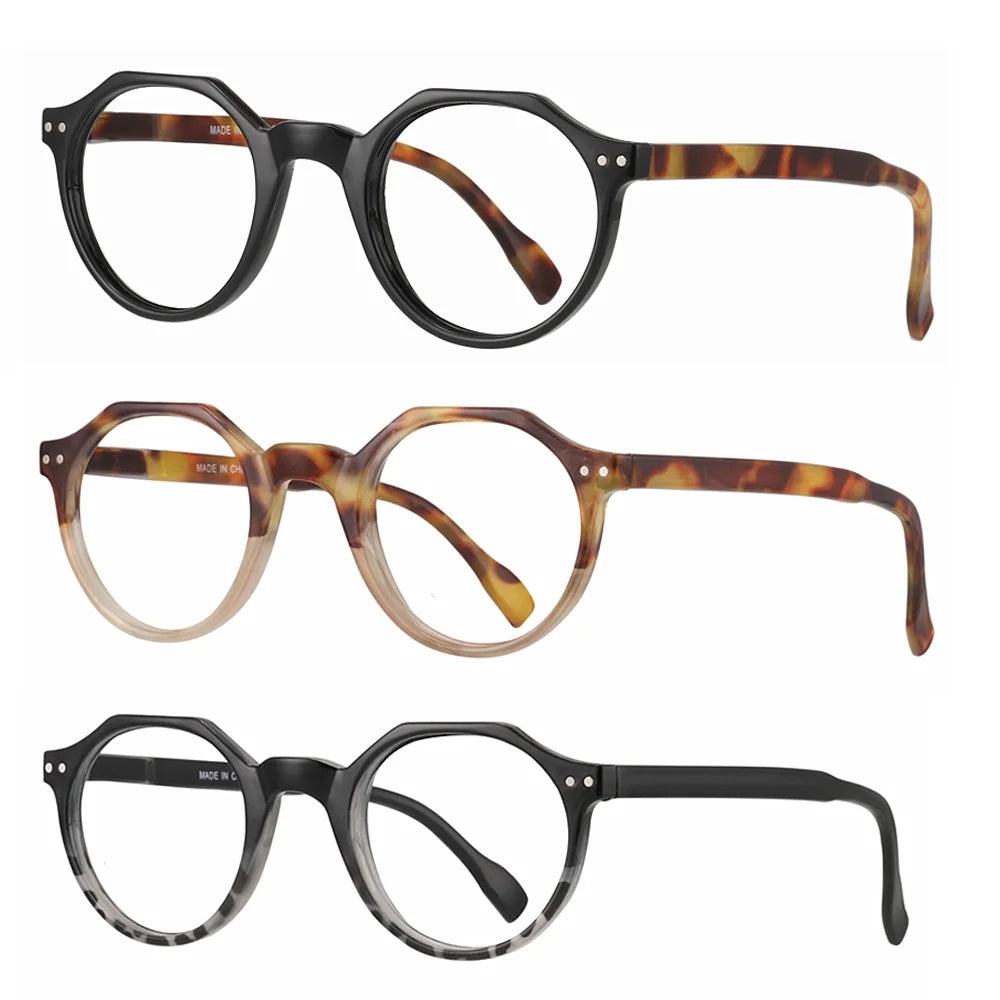 3 Pairs Round Reading Glasses Vintage Blue Light Blocking Mens Womens Readers