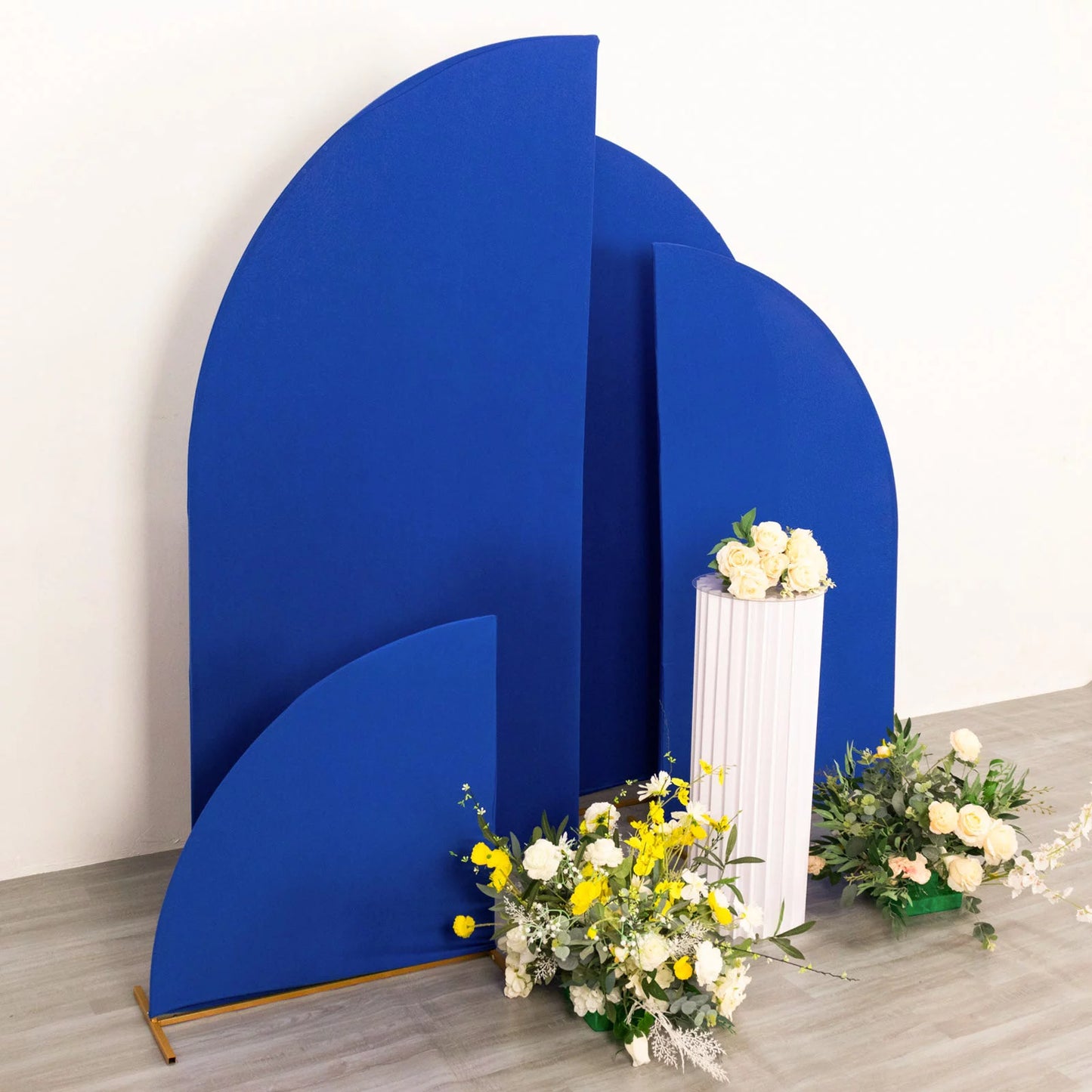 Efavormart Set of 4 | Matte Royal Blue Fitted Spandex Half Moon Wedding Arch Shield Custom Fit Chiara Backdrop Stand Protection - 2.5ft,5ft,6ft,7ft