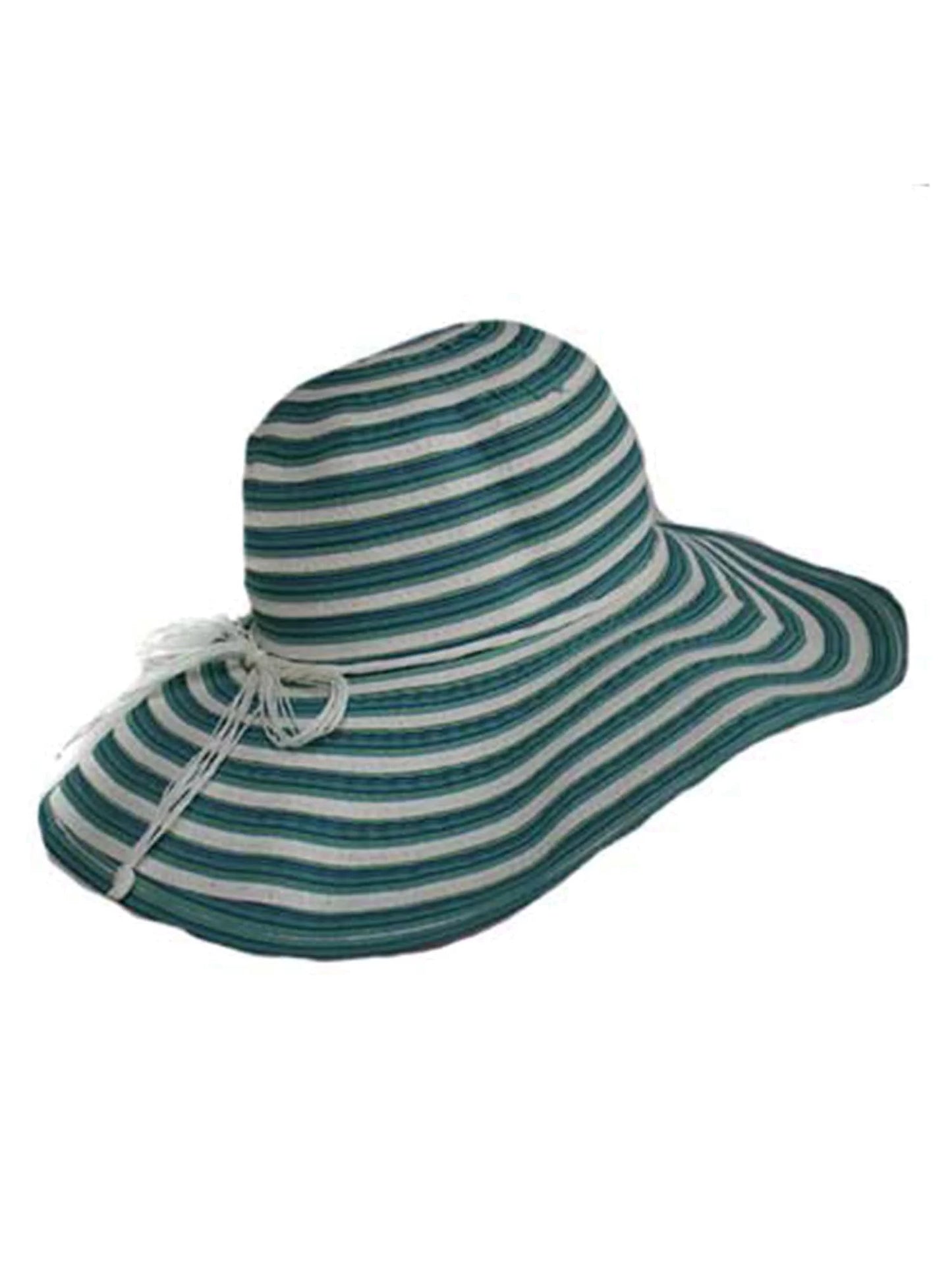 Lovely Turquoise & White Wide Brim Floppy Hat