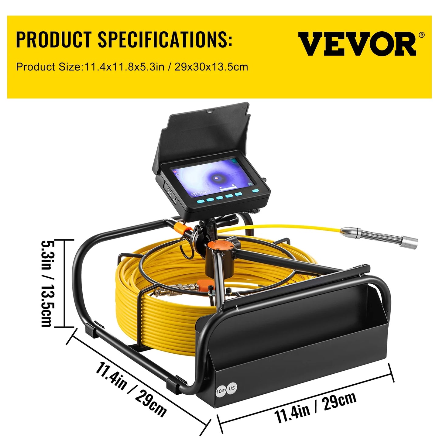 SKYSHALO Sewer Camera 32.8FT Cable Pipeline Inspection Camera 4.3 in. TFT LCD Monitor Pipe Camera Screen Waterproof IP68 Duct Inspection Camera with 6PCS LEDs 8500MAH Lithium Battery, DVR Function 10M