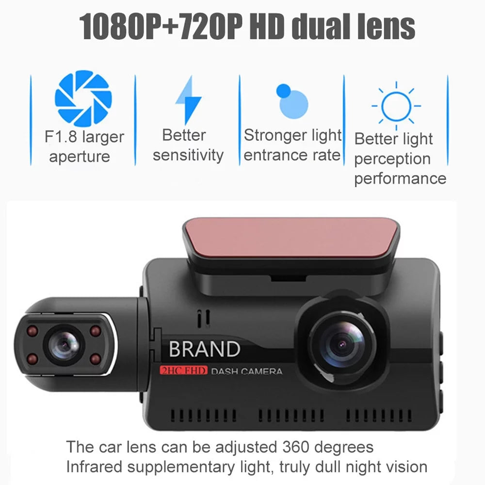 1080P Dual Lens Car DVR Dash Cam Video Recorder G-Sensor Front and Rear Camera